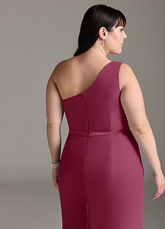 Azazie Liza Vestidos de damas de honor Vestido de Mora de Gasa de Corte Sirena con Hombro unilateral image11