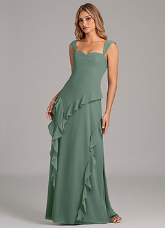 Azazie Sloane Bridesmaid Dresses Eucalyptus A-Line Sweetheart Neckline Chiffon Dress image6