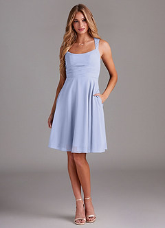 Azazie Vina Bridesmaid Dresses Lavender A-Line Lace Chiffon Dress image1