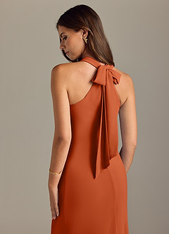 Azazie Doretta Bridesmaid Dresses Burnt Orange Mermaid Pleated Chiffon Dress image2
