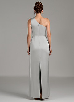 Azazie Zahira Bridesmaid Dresses Silver Sheath One Shoulder Stretch Satin Dress image2