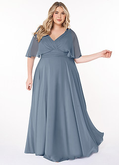 Azazie Pamela Bridesmaid Dresses Twilight A-Line V-Neck Pleated Chiffon Dress image8