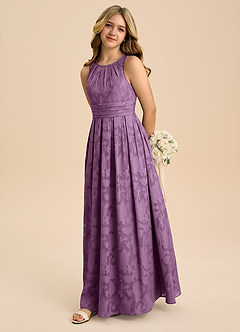 Azazie Bibiane Junior Klä av A-Line i Blommig Utbrändhet Plisserad image4