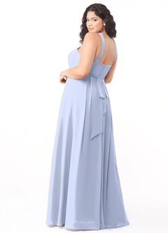 Azazie Dixie Bridesmaid Dresses Ice A-Line Halter Pleated Chiffon Dress image9