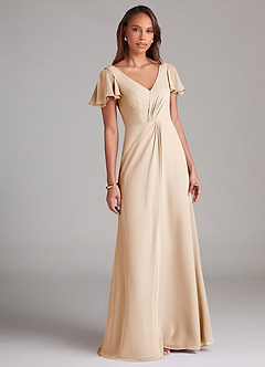 Azazie Soren Bridesmaid Dresses White Alabaster A-Line Ruched Chiffon Dress image1