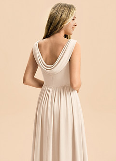 Azazie Cali Junior Robe Trapèze en Satin extensible Plissé Albâtre Blanc image5