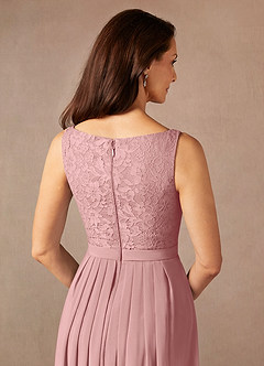 Azazie Ainsling Mother of the Bride Dresses Dusty Rose A-Line Square Neckline Lace Chiffon Dress image11