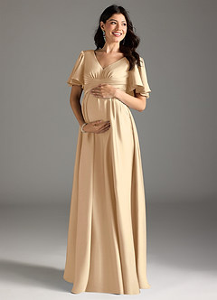 Azazie Verna Brautjungfernkleider für Schwangere A-Linie Gestreift Stretch-Satin Bodenlänge Kleid image3