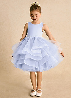 Azazie Tinie Flower Girl Dresses Lavender Ball-Gown Bow Tulle Dress image5