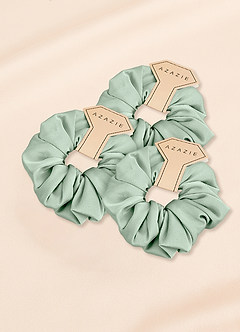 front Farblich Passendes Dreiteiliges Brautjungfern-Haargummi-Set Aus Stretch-Satin In Übergröße