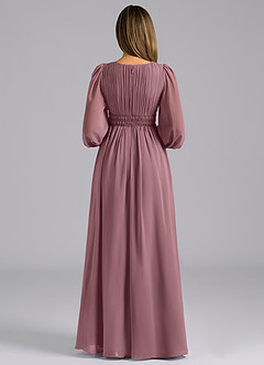 Azazie Palerma Bridesmaid Dresses Amethyst A-Line Long Sleeve Chiffon Dress image2