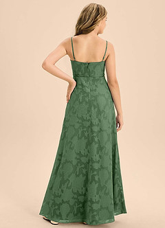 Azazie Kaylee Junior Eucalyptus A-Line with Belt Floral Burnout Dress image2