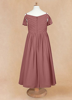 Azazie Chelle Flower Girl Dresses Desert Rose A-Line Pleated Chiffon Dress image7