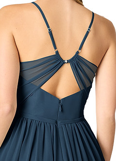 Azazie Cora Bridesmaid Dresses Dark Navy A-Line Pleated Chiffon Dress image3