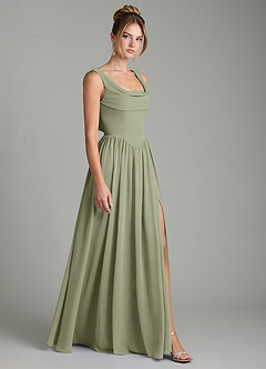 Azazie Novi Bridesmaid Dresses Pistachio A-Line Pleated Chiffon Dress image3