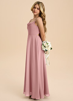 Azazie Shale Junior Dusty Rose A-Line Bow Chiffon Dress image1