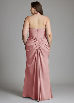 Azazie Destiny Vestidos de damas de honor Vestido Rosa Polvorienta de Satén Elástico de Corte Sirena con Escote corazón image9