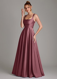 Azazie Azaria Bridesmaid Dresses Desert Rose A-Line Corset Stretch Satin Dress image3