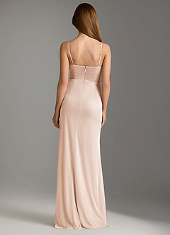 Azazie Maci Bridesmaid Dresses Blushing Pink Sheath Pleated Mesh Dress image2