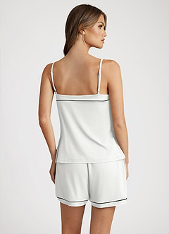 front Bamboo Fiber Contrast Piping Cami and Shorts Pajama Set