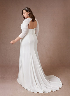 Azazie Marsella Vestidos de novia Vestido de Diamante Blanco de Satén con cara trasera de crepé de Corte Sirena con Sin tirantes image14