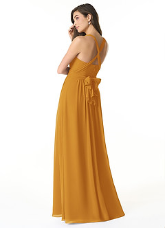 Azazie Olani Bridesmaid Dresses Butterscotch A-Line Off the Shoulder Chiffon Convertible Dress image3