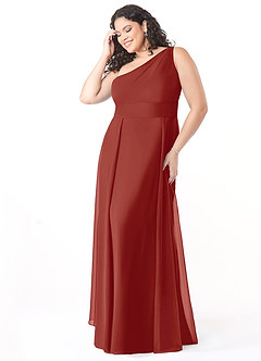 Azazie Dallas Bridesmaid Dresses Terracotta A-Line One Shoulder Chiffon Dress image8