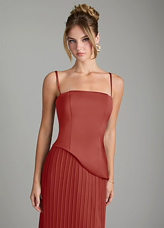 Azazie Tierney Bridesmaid Dresses Terracotta A-Line Strapless Chiffon Convertible Dress image2