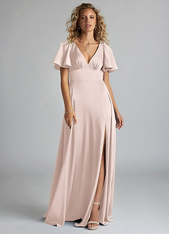 Azazie Kimber Bridesmaid Dresses Blushing Pink A-Line Ruched Stretch Satin Dress image3