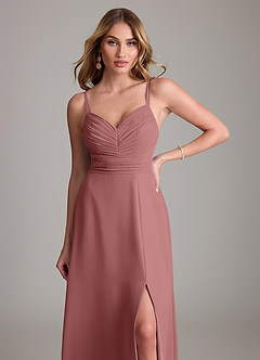 Azazie Terese Vestidos de damas de honor Vestido de Amatista de Gasa de Corte en A con Plisado image5