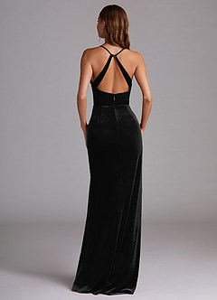 Azazie Becca Bridesmaid Dresses Black Sheath Velvet Dress image6