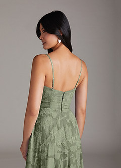 Azazie Moira Bridesmaid Dresses Pistachio A-Line Side Slit Floral Burnout Dress image6