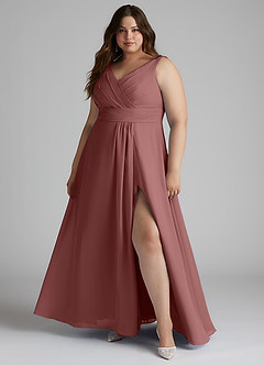 Azazie Karina Bridesmaid Dresses Amethyst A-Line Pleated Chiffon Dress image6