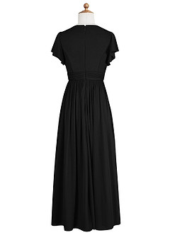 Azazie Mosley Junior Black A-Line Ruched Mesh Dress image8
