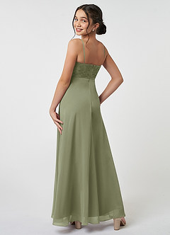 Azazie Sonya Junior Pistachio A-Line Lace Chiffon Dress image4