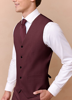 front James Cabernet Structured Stretch Suit Vest