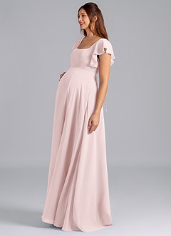 Azazie Bondi Maternity Bridesmaid Dresses A-Line Ruched Chiffon Floor-Length Dress image4