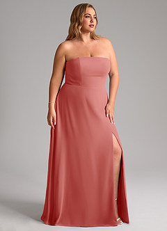 Azazie Wren 신부 들러리 드레스 A라인 사이드 슬릿 쉬폰 바닥 길이 드레스 image12