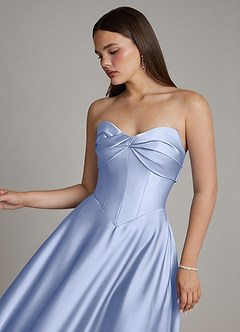 Azazie Meleena Bridesmaid Dresses Ice A-Line Strapless Stretch Satin Dress image4