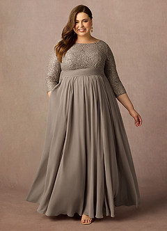 Azazie Carmena Kleider für die Brautmutter A-Linie Pailletten Chiffon Kleid Taupe image3