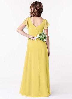 Azazie Omari Junior Canary A-Line Ruched Chiffon Dress image2