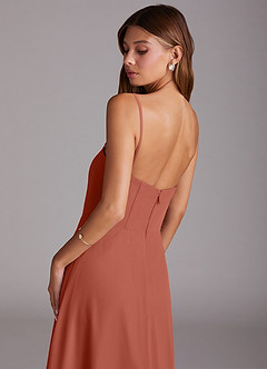 Azazie Wren Bridesmaid Dresses Clay A-Line Side Slit Chiffon Convertible Dress image7