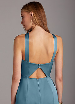 Azazie Elana Final Sale Bermuda Mermaid Side Slit Stretch Satin Dress image5