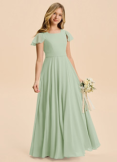 Azazie Cady Junior Dusty Sage A-Line Pleated Chiffon Dress image3