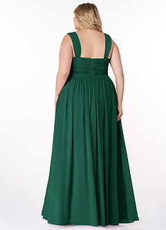 Azazie Zapheira Bridesmaid Dresses Emerald A-Line Ruched Chiffon Dress image8