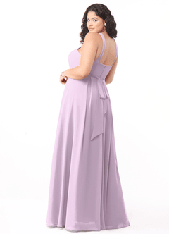 Azazie Dixie Brautjungfernkleider A-Linie Halter Gefaltet Chiffon Kleid Frostiges Flieder image9