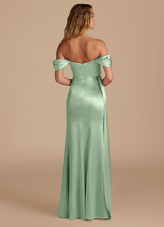 Azazie Amyra Brautjungfernkleider Wandelbar Meerjungfrau-Linie Herzausschnitt Metallischer Satin Kleid Matcha image6