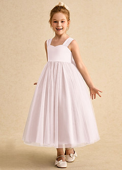 Azazie Chickadee Flower Girl Dresses Blushing Pink Ball-Gown Sweetheart Neckline Matte Satin Dress image2