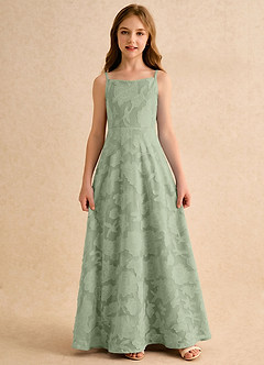 Azazie Jaella Girls Formal Flower Girl Klänningar Klänning A-Line i Blommig Utbrändhet Plisserad image3