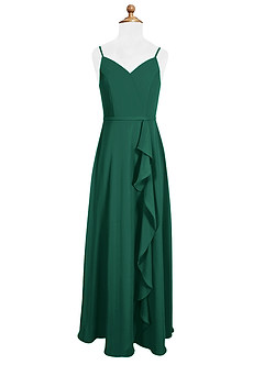 Azazie Naeem Junior A-Linie Gestreift Chiffon Kleid Smaragd image4